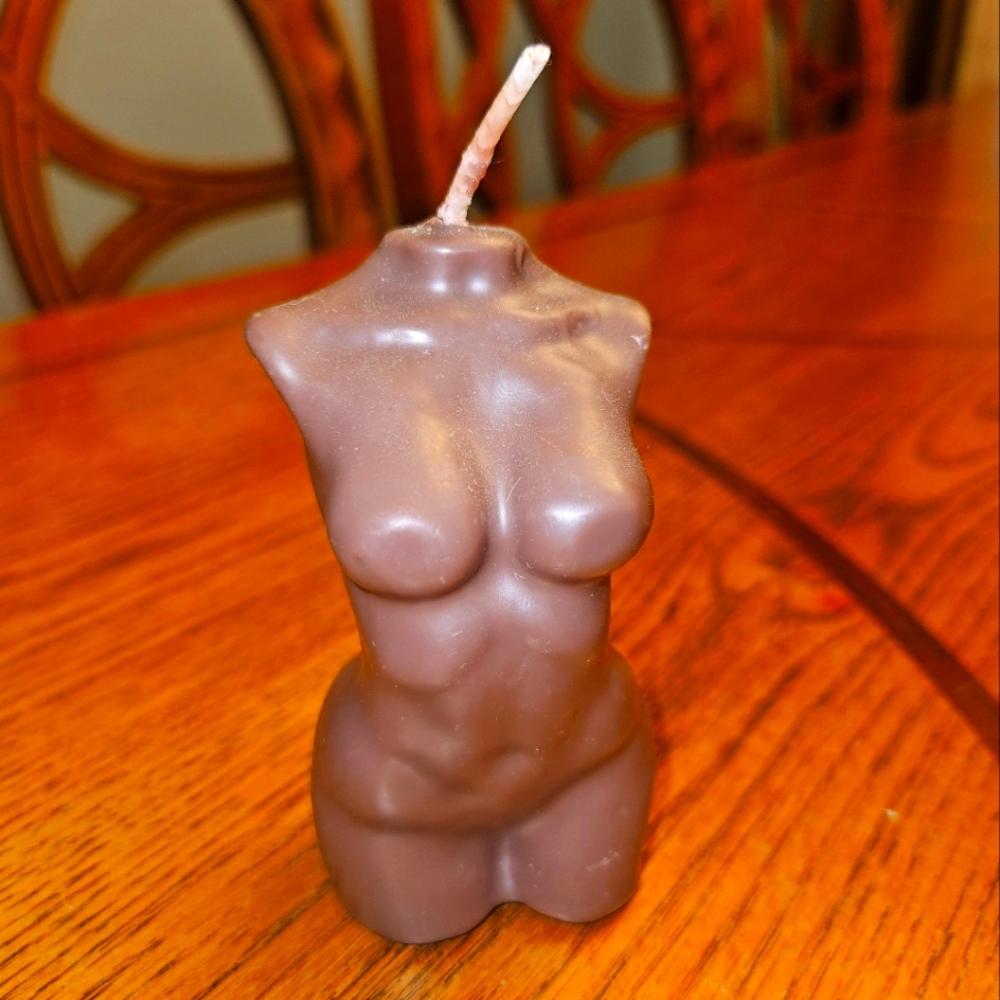 Brown Torso-Shaped Body Candle With Booty